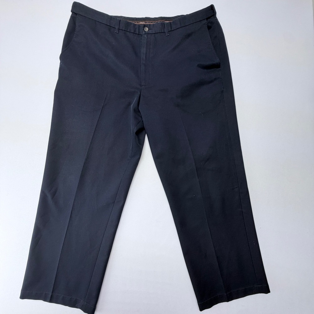 Haggar Mens Navy Blue Flat Front Dress Pants Trousers 42x30 Regular Fit